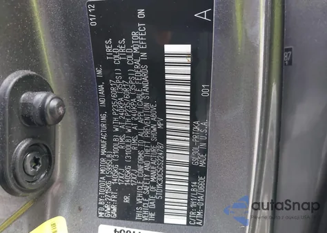 2012 Toyota Sienna Xle V6 8 Passenger from USA, damaged, VIN 5TDYK3DC5CS224787